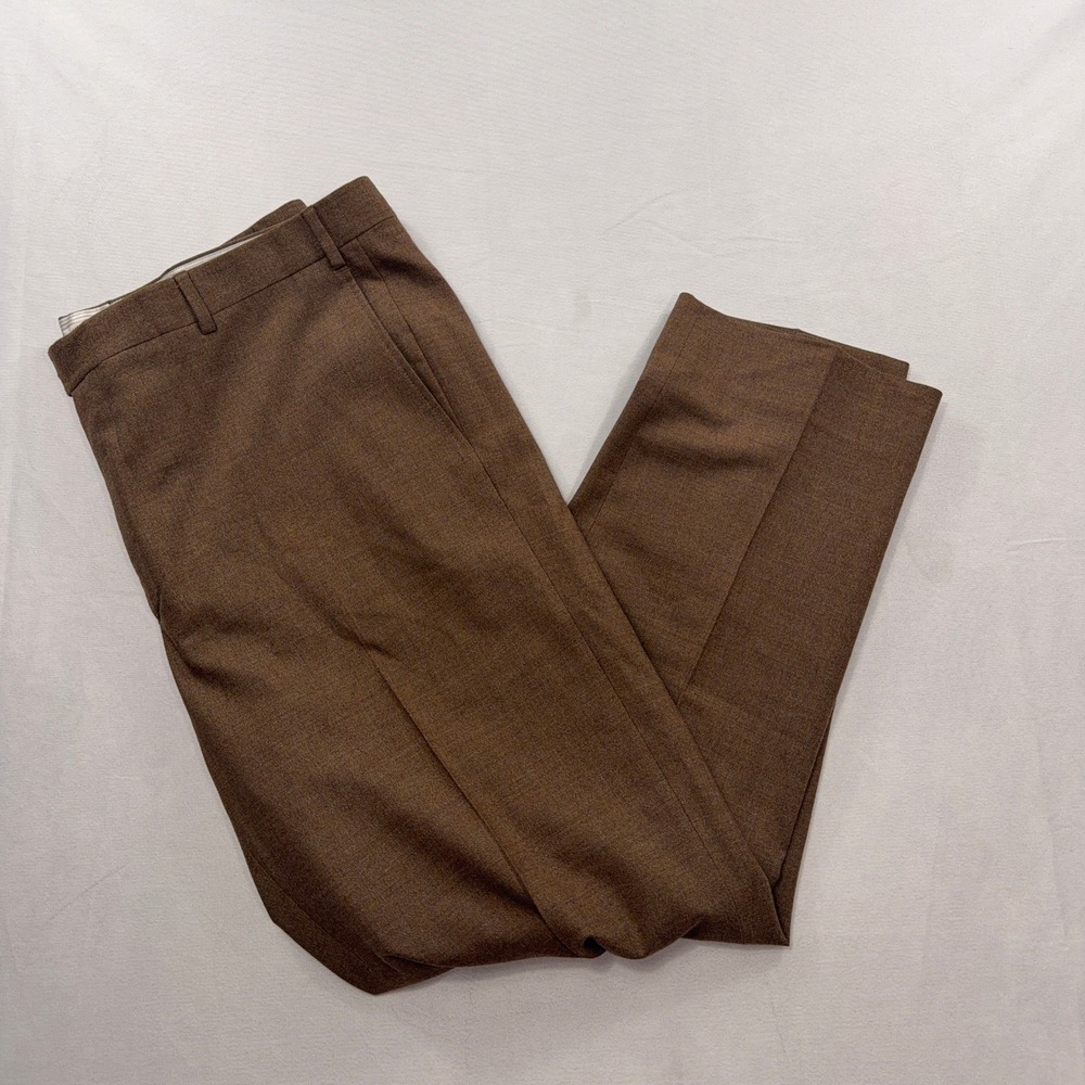 Zanella Dress Pants Todd Flat Front Stretch Wool Brown Mens 40x32
